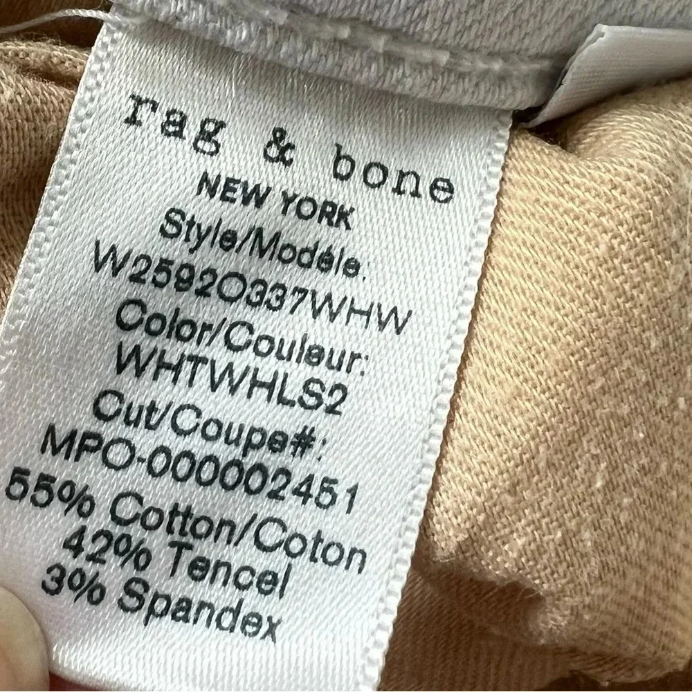 Rag & Bone Dre Low Rise Ankle Slim Boyfriend Jeans White W/ Holes Denim Women 26